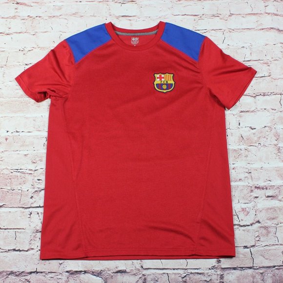 Men's FCB BArcelona Soccer Jersey Red & Blue Sz M - Picture 1 of 3